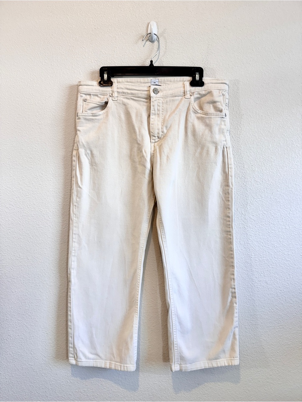 PS Paul Smith Jeans 29 Cream Cropped Straight Leg Quiet Luxury Made Italy K73